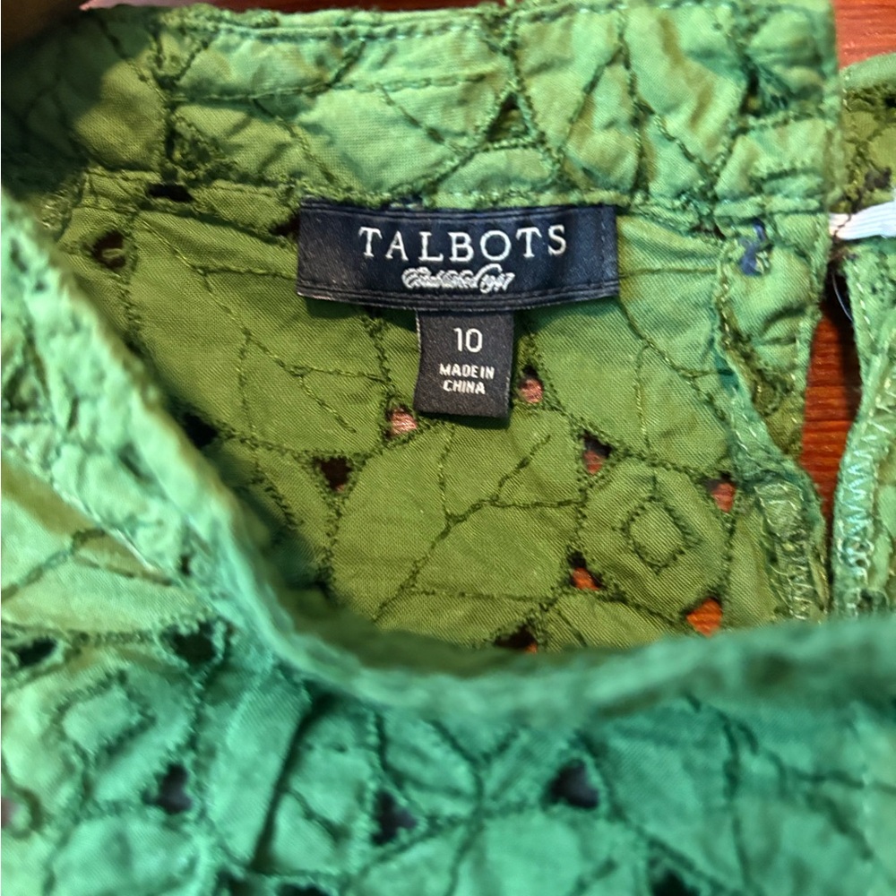 Talbots Vibrant Green Lace Blouse - Picture 3 of 6